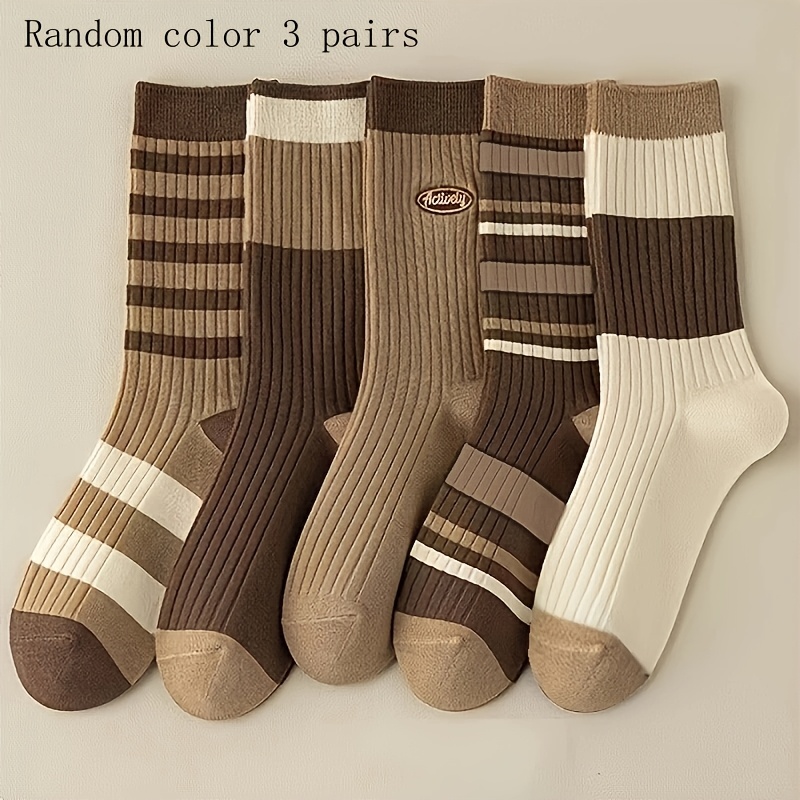 E-shop 6 Stück (3 Paar) -Stil-Socken, bequeme Damen-Schlauchsocken, Frühlings- Sommersocken, modische Socken, klassisches Aussehen, weiches Material,