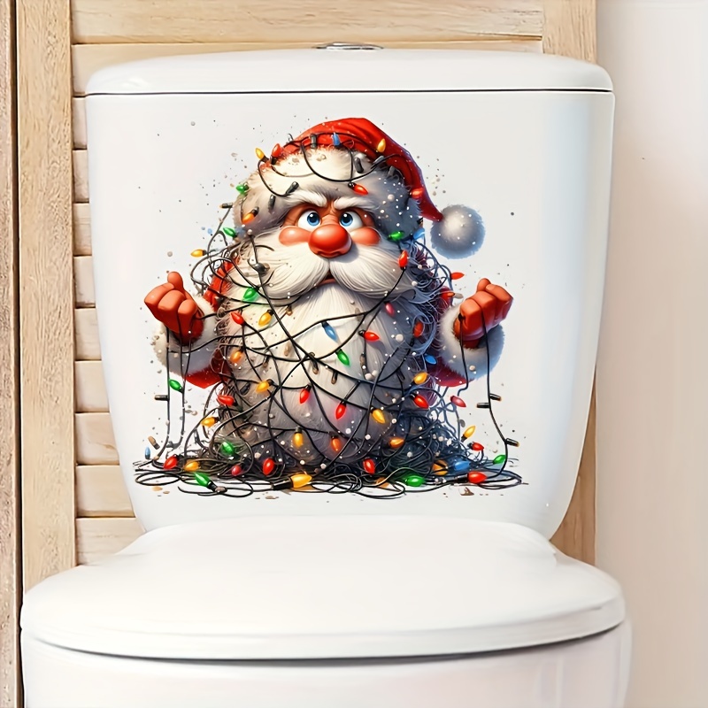 

Christmas Dwarf Toilet Seat Decal - Self-adhesive Bathroom Wall Sticker For Holiday , Windows, Fridges & Washing Machines