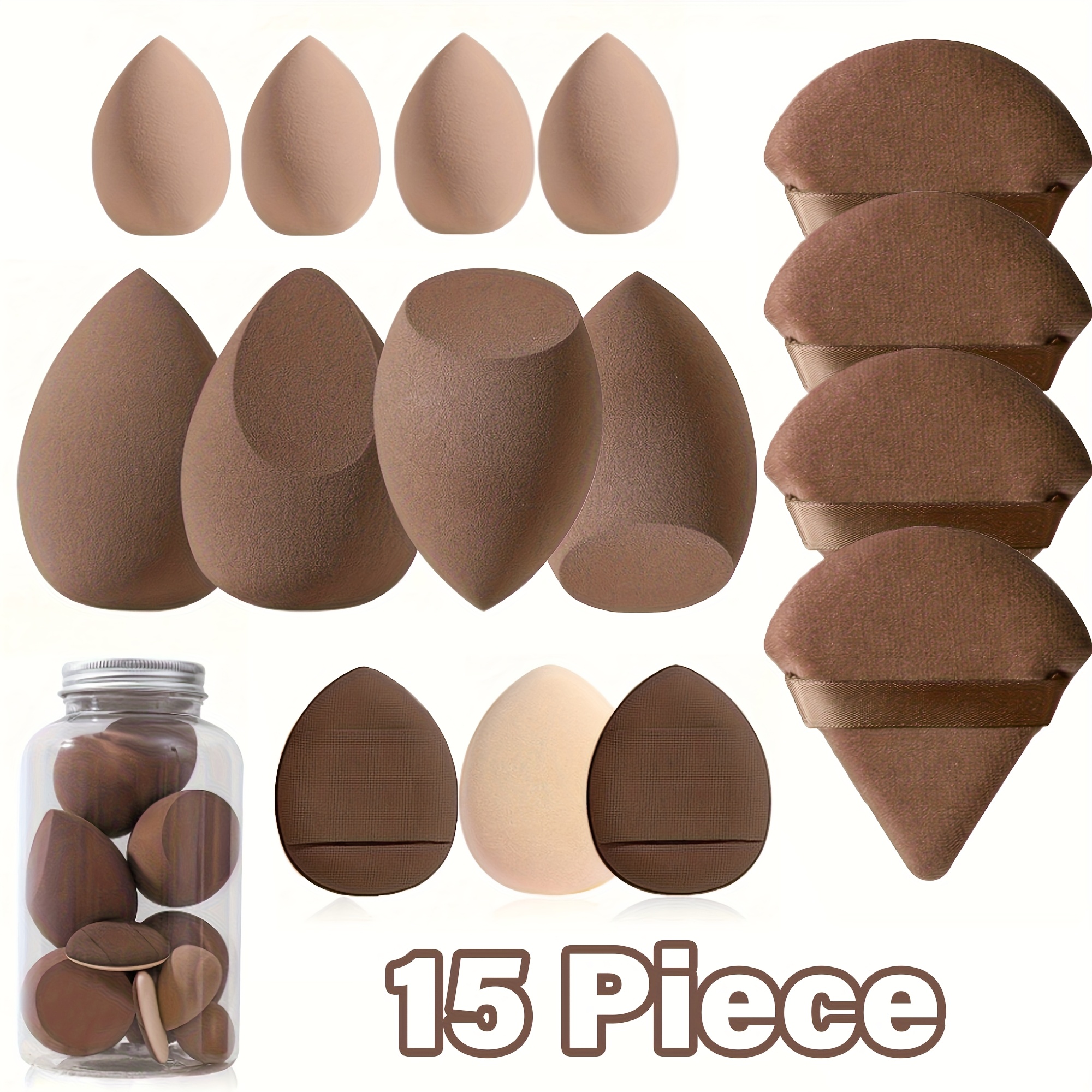 Image of 14pcs Makeup Tool Set In Jar, Includes 4, 3 Mini, 4 Beauty Blenders And 3 Sponges, Flawless For Cream Foundation, Suitable For Types Happy Mother's Day Black Friday