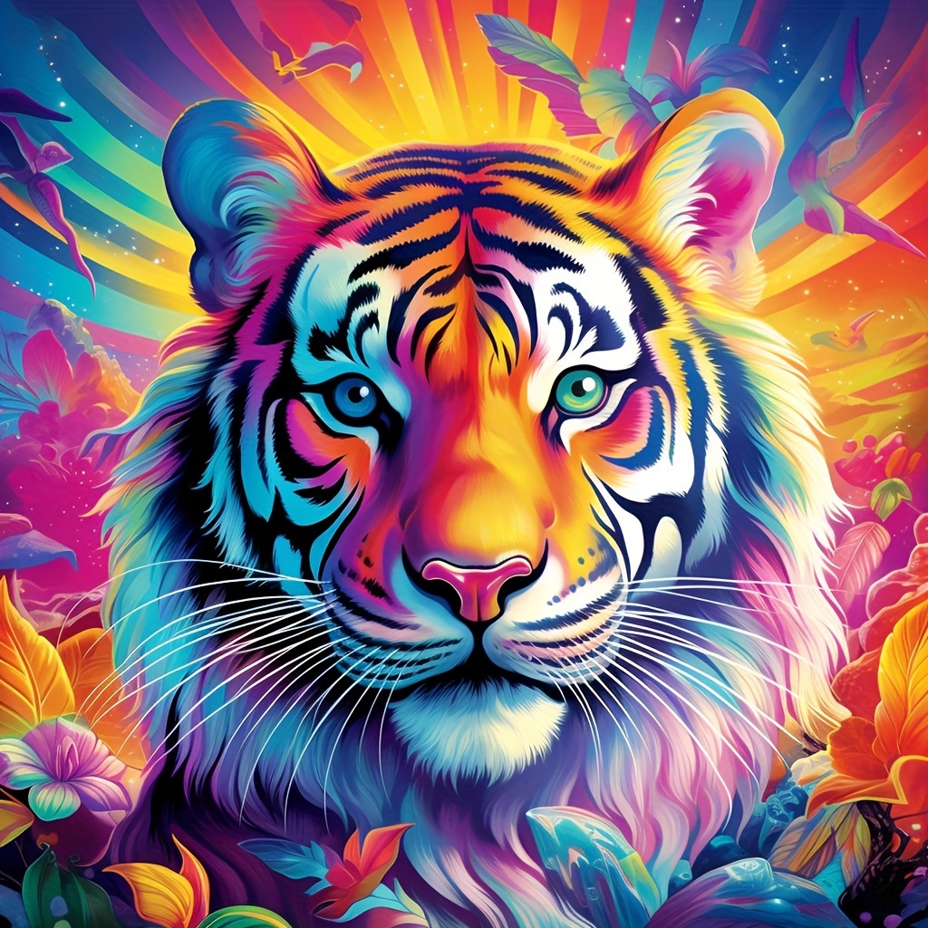 

1pc 40x40cm/15.7x15.7in Without Frame Diy Large Size 5d Diamond Art Painting Tiger, Full Rhinestone Painting, Diamond Art Embroidery Kits, Handmade Home Room Office Wall Decor