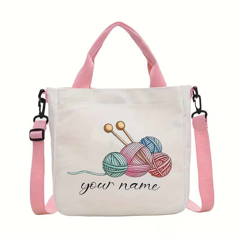 TEMU Personalized Name Crochet Crossbody Bag Suitable For Hooks & Needles - Custom Woven Tote With Closure, Adjustable Strap, Durable Bag Suitable
