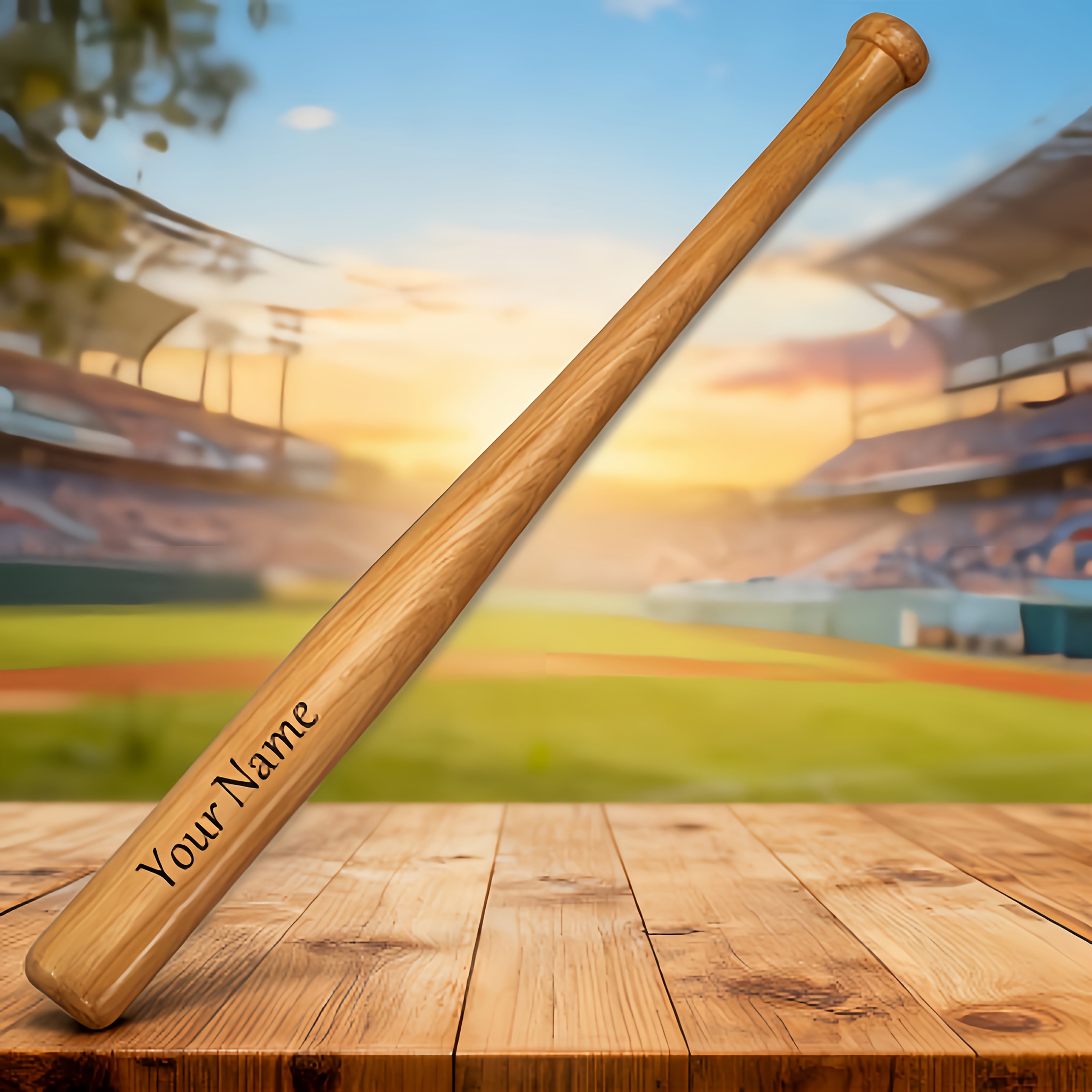 TEMU Personalized Wooden Baseball Bat - Custom Name/text, Durable Bat For Beginners & Advanced Players, Perfect For Softball & Baseball Training