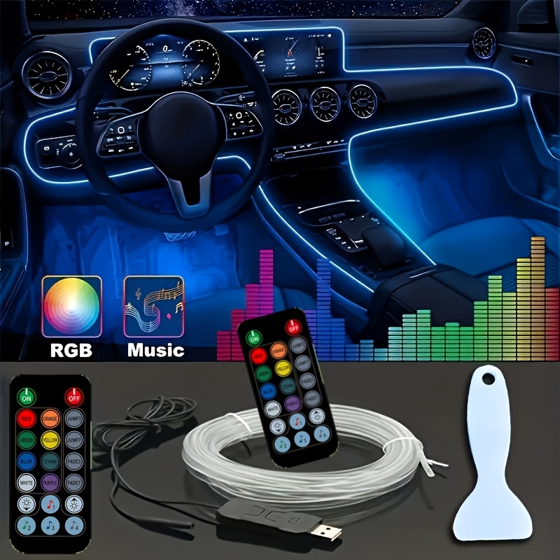TEMU 118.11-inch Diy Decorative Dashboard Console Car , With App-controlled Ambient Lighting Kit, With Remote Control, Music Synchronization -