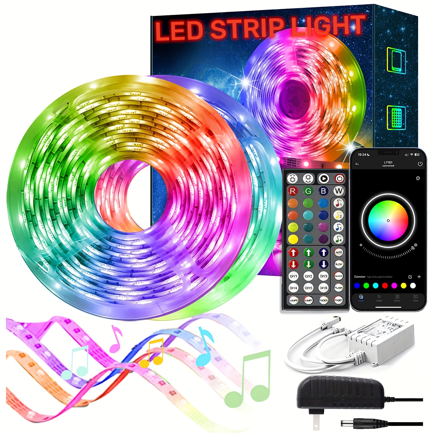 

Led Lights For Bedroom 130ft, Smart Led Strip Lights With App Control Remote Control, Rgb Led Light Strips, Music Sync Color Changing Room Decoration Party, Easter Decor(2 Rolls Of 65ft)
