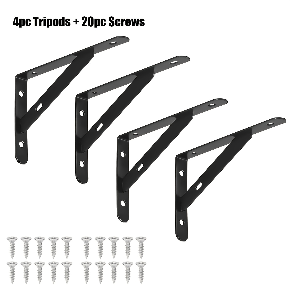 TEMU Ensemble de supports d'étagère robustes 24 pièces (4 supports triangulaires et 20 vis), support d'étagère mural avec triangulaire à 90 degrés,