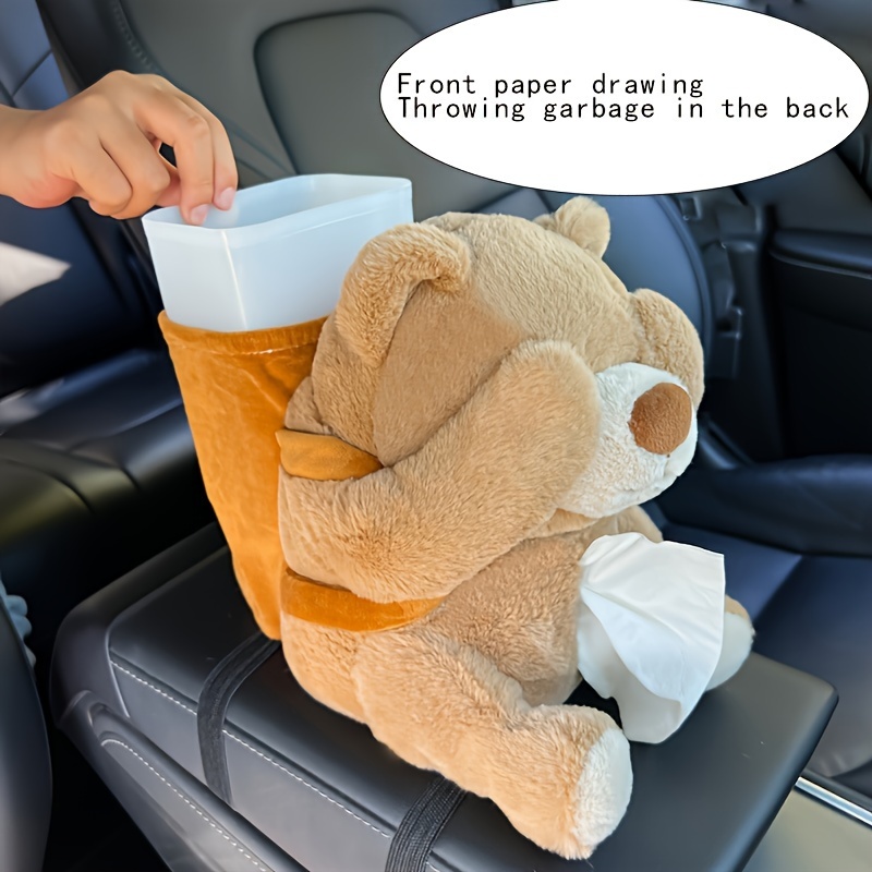 

Universal Fit Bear Car Trash Bin And , Multifunctional Organizer, Polyester , Auto And Dispenser For