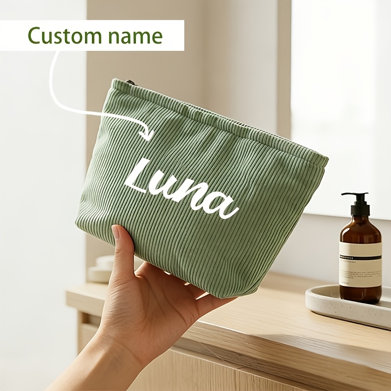 TEMU 1pc Of Corduroy Toiletry Bag In Multiple Colors, Customizable /text, Portable, Multifunctional, Casual, And Versatile. Stationery Pouch In 4