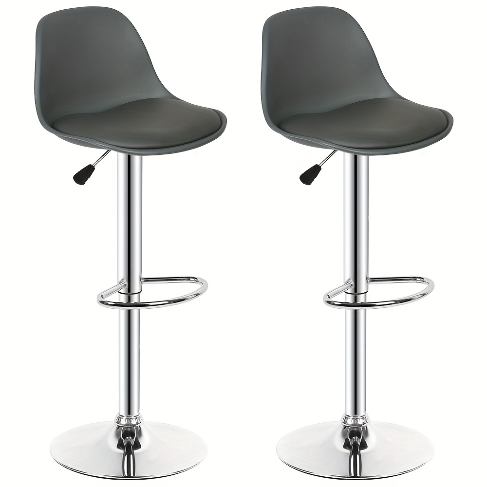 Bar Stools Set Of 2, Modern Bar Chair, Lounge Chair, Kitchen Bar Chair, Height Adjustable, With Backrest And Footrest, , Suitable For Living Room, Bar And Restaurant, Dark Gray