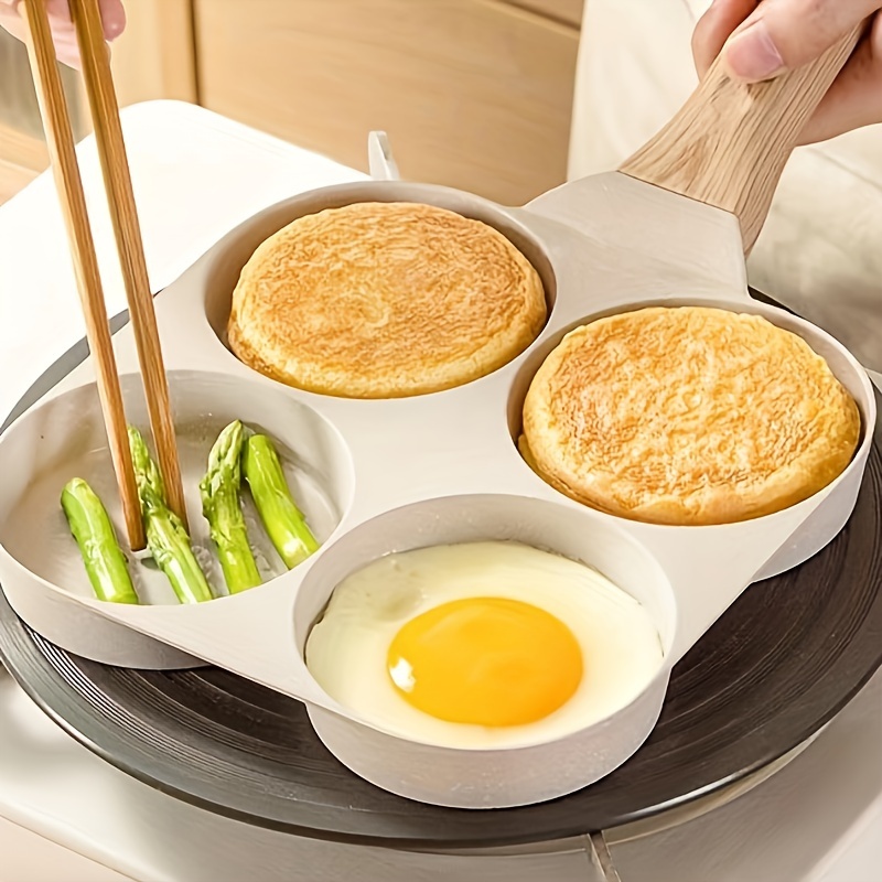 

4-hole Non-stick Aluminum Alloy Egg Frying Pot With Handle - Easy Food Release, Uncharged, And Durable - Perfect For Restaurant-style Breakfast At Home