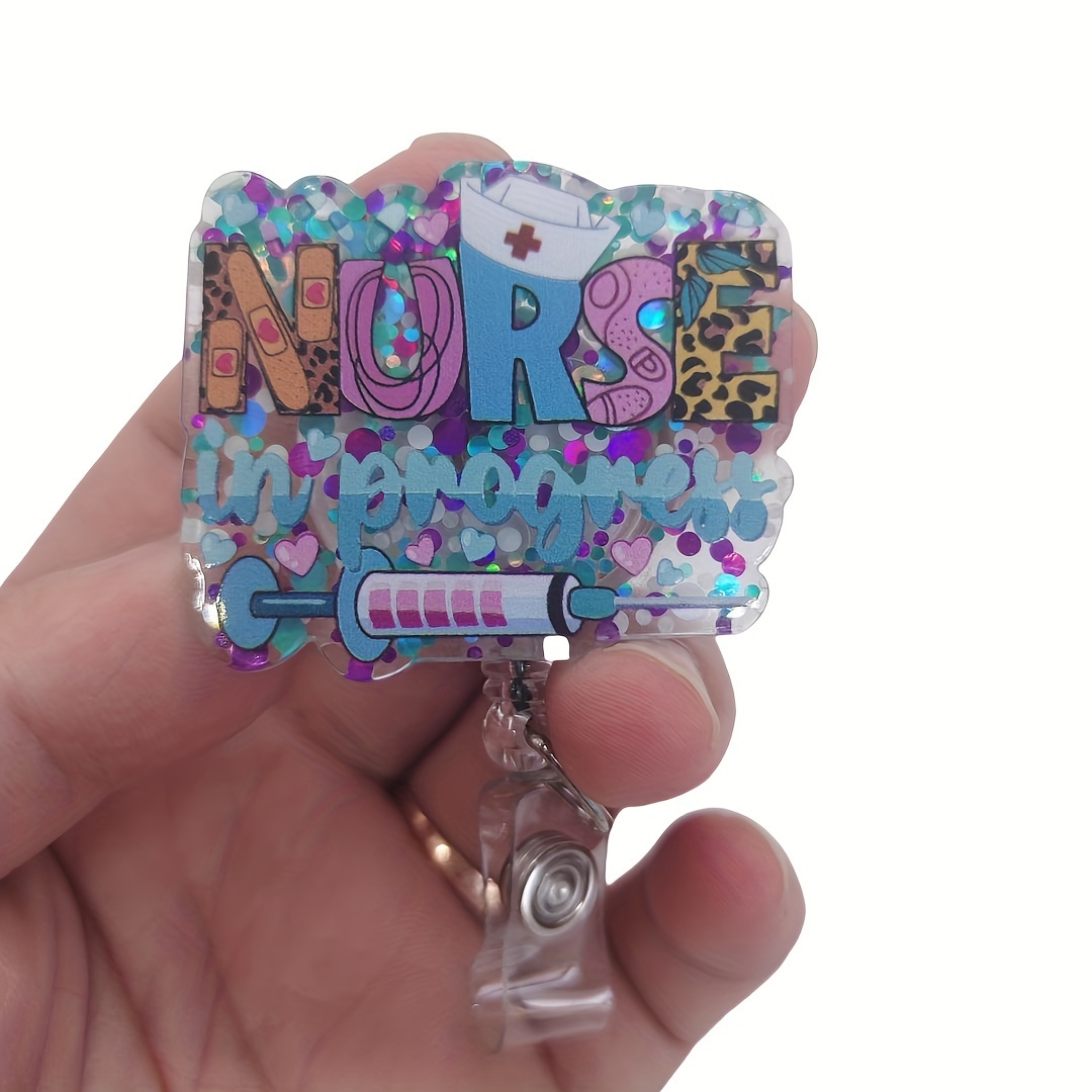 

Glittery Nurse Id Badge Holder With 360° Rotating Clip, Metal Snap, Alligator Clip & Nylon Lanyard – For Professionals, Nurse Id Holder | Glittery Acrylic Holder | Acrylic Badge Reel