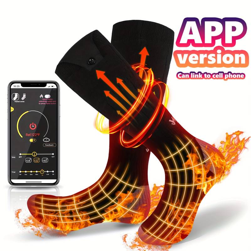 Chaussettes Chauffantes Rechargeables Pour Hommes Et Femmes - 4 Niveaux De Chaleur (40°C à 65°C) - Batterie 5000mAh - Pour Ski, Randonnée, Camping