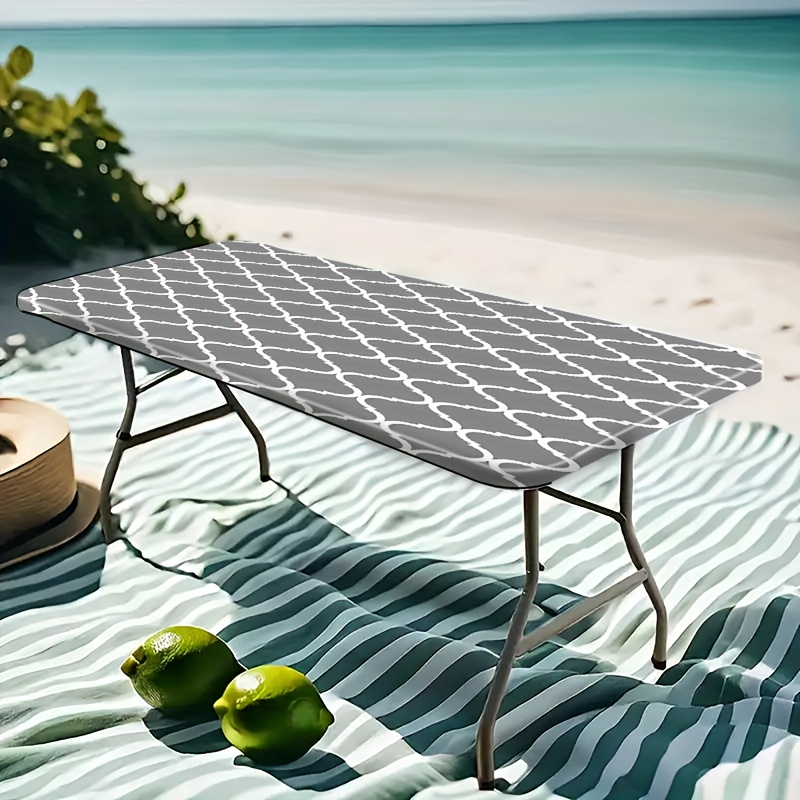 TEMU 1pc, Simple Gray Geometric Pattern Background Print Design - Used Outdoor - Design Tablecloth, Suitable For Outdoor Dining Tables, Coffee Tables