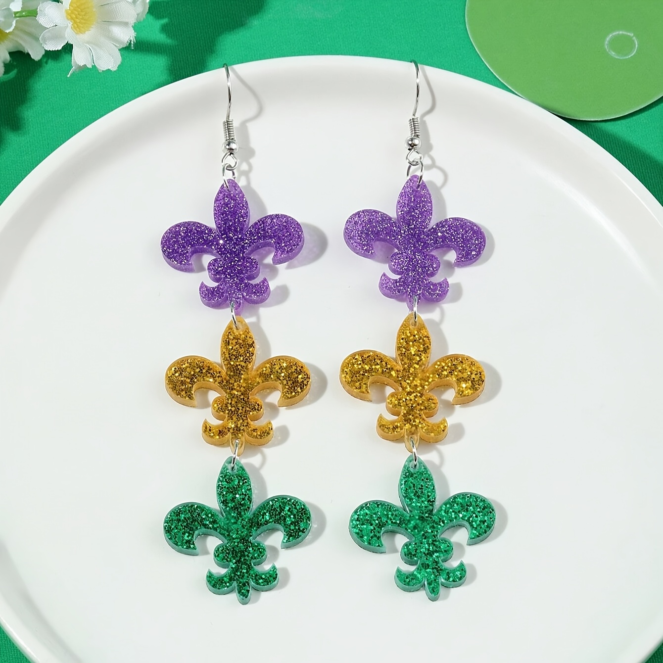 

Elegant Acrylic Crown Pendant Earrings, Mardi Gras Day Jewelry, Iron Post, Daily & Gift Accessory For Women, Carnival/mardi Gras/masquerade