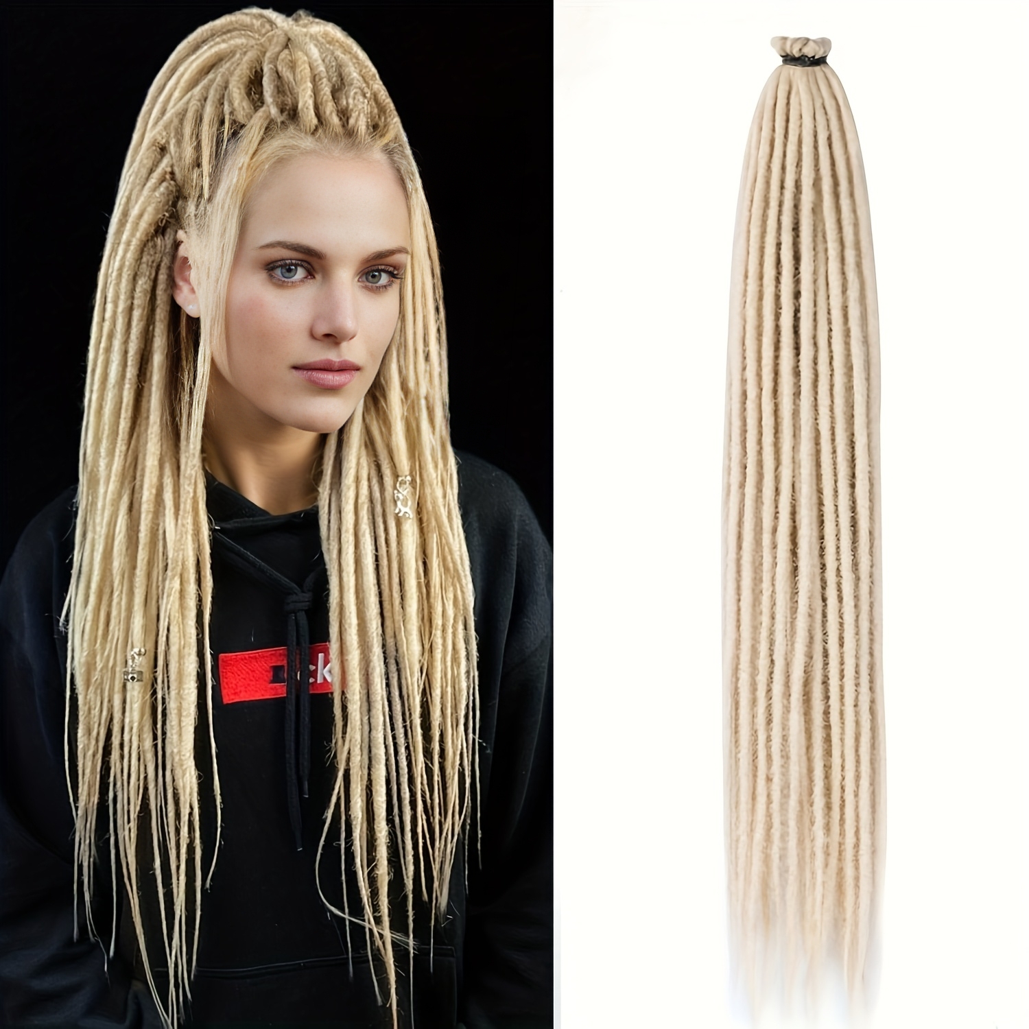 TEMU Extensions Dreadlocks Synthétiques 22 Pouces, 20 , Ombre Blond, Perruque Hip-Hop Reggae, Extensions Crochet, Dreads à Extrémité Simple