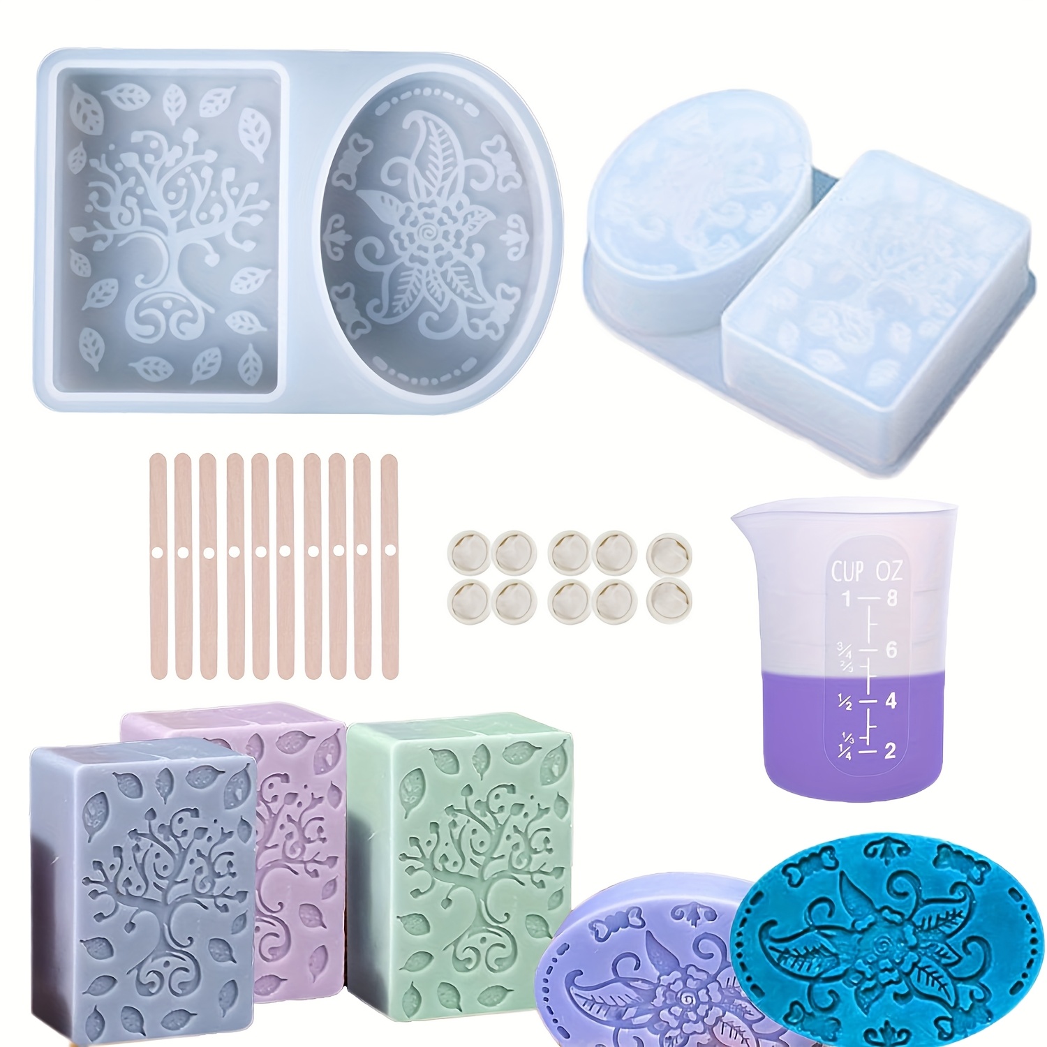 2 Stück Silikon-Seifenformen – 6 Rechteckige Kavitäten, BPA-frei (für DIY Seife, Backen, Eis)