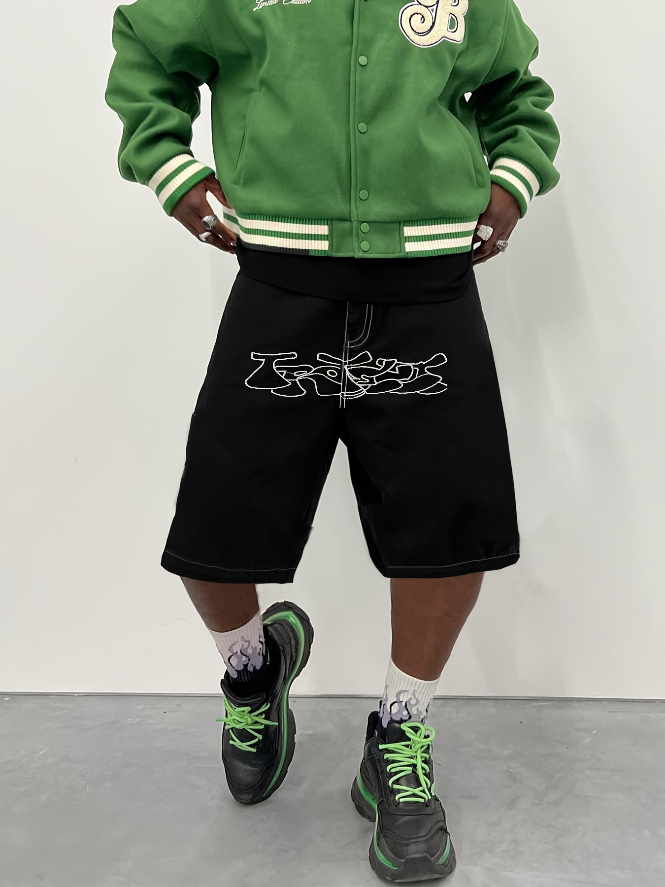 mens loose fit denim shorts non stretch denim loose Temu Germany