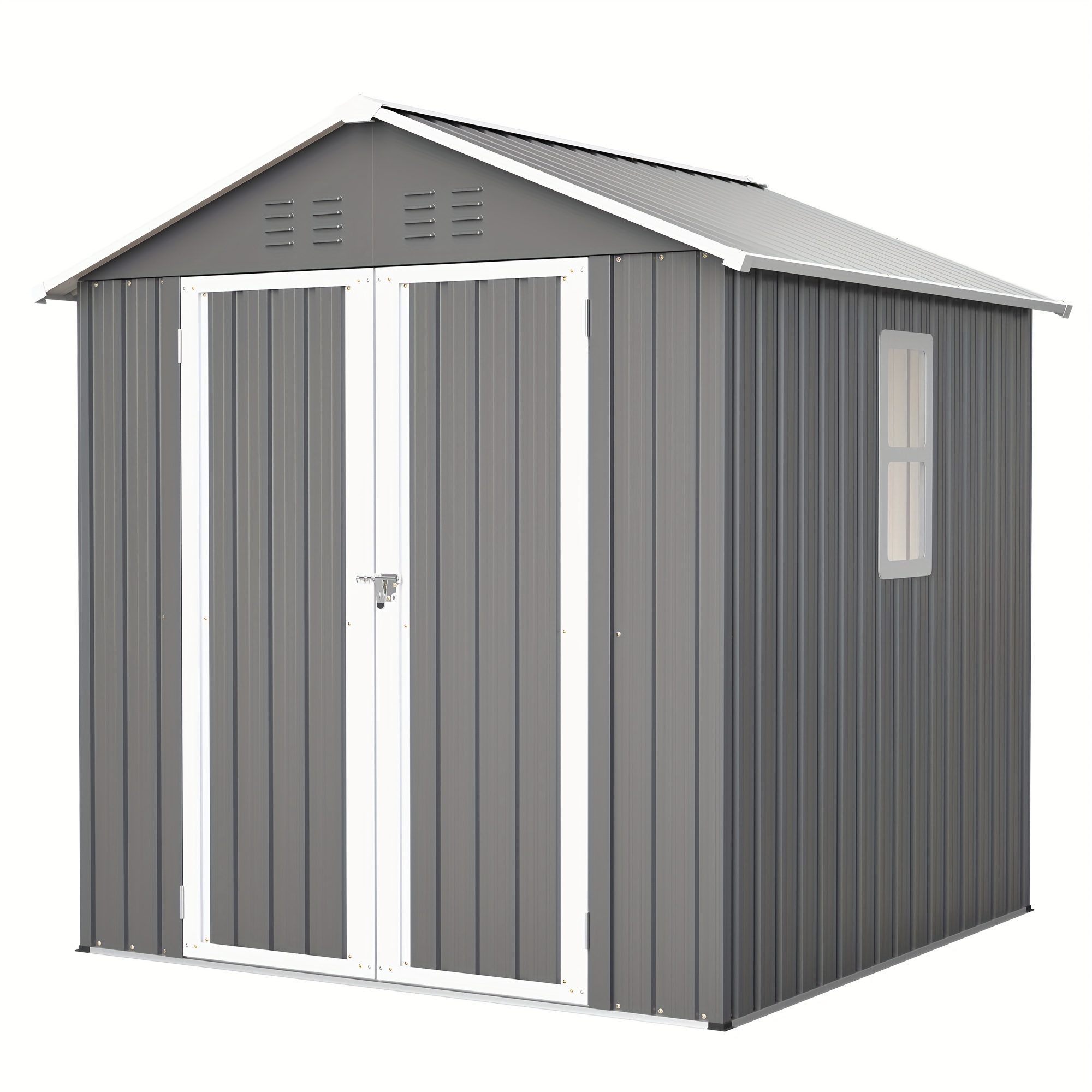 E-shop Gartenlagerhaus, verzinktes Stahl-Gartenhaus mit Bodenrahmen, temporäres Lagerhaus, abnehmbar, für Hof, Terrasse und Rasen, 182 x 184 x 191 cm,