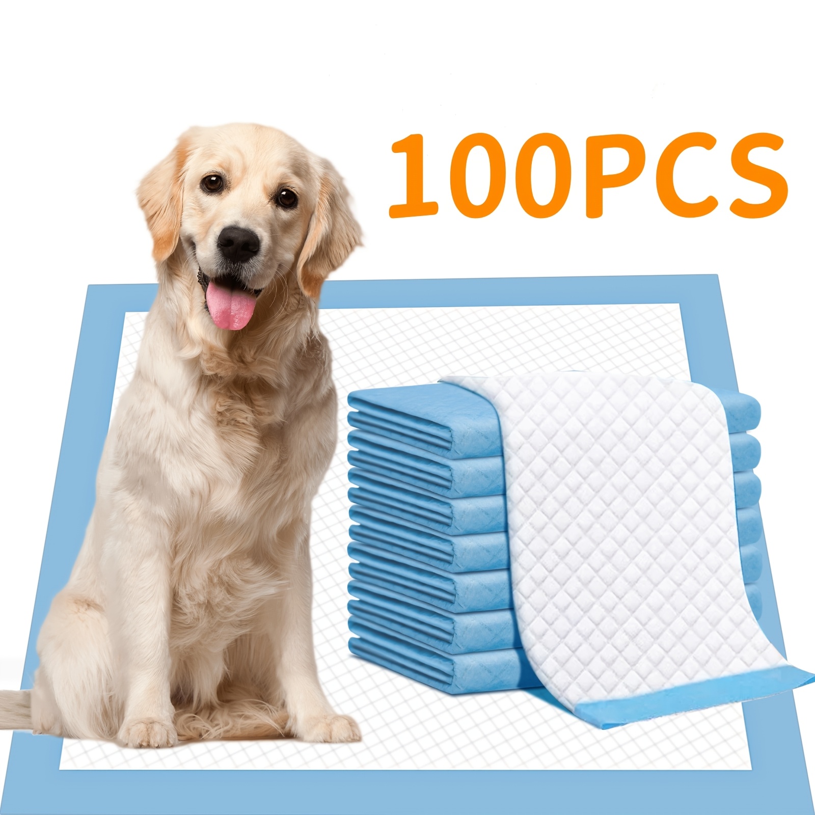 TEMU Dog And Puppy Pee Pads With Leak-proof Quick-dry Design For Potty Training, Standard Absorbency, Regular Size, 22 X 22 Inches, 23.62x 23.62 Inches, Pack Of 100,