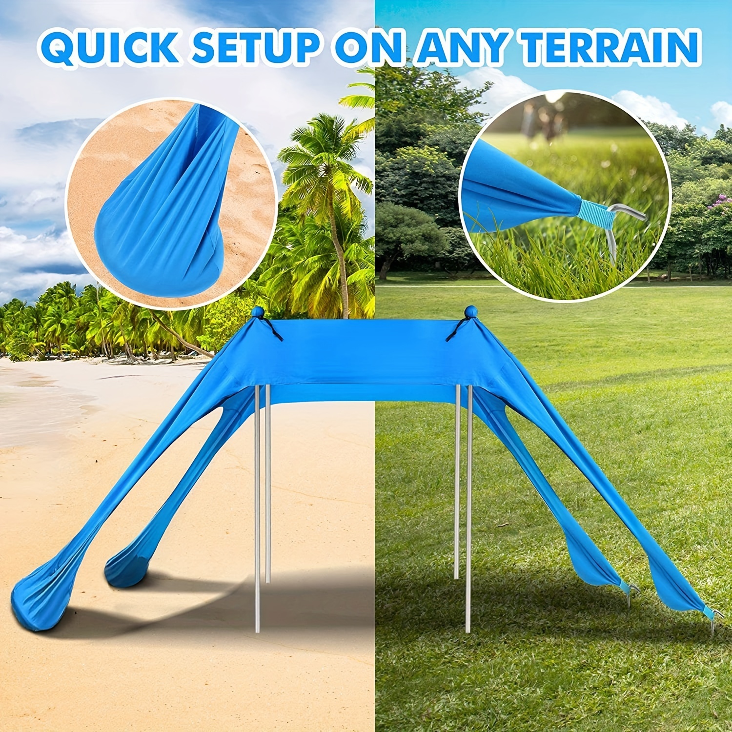 

Portable Outdoor Canopy Tent - Waterproof, Sun Protection For Beach, Lawn & Camping, Durable Polyester With Alloy Frame