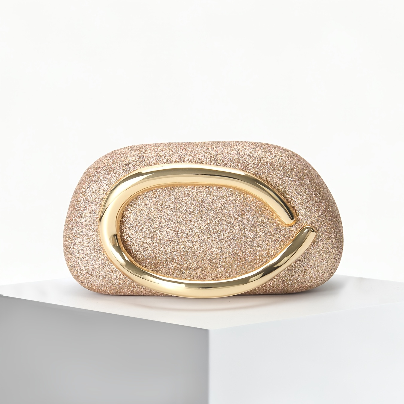 Glittery Clutch - PIDE Women's Glitter Evening Clutch Purse, Elegant Round Box Design with Vintage Metal Handle, Detachable Shoulder Strap, Magnetic Closure, Polyester Lining, Perfect for Weddings, Parties, and Formal Events, Wedding Accessory | Ma