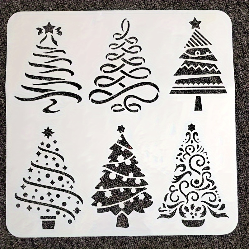 

Reusable Christmas Tree Stencil Set For Painting - 6 Unique Festive Patterns, Diy Holiday Decor Templates For Wood, Floor, Walls & Windows, Durable Plastic Craft Stencils