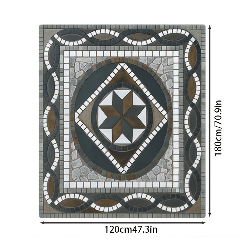 Oversized Bohemian Marble Outdoor Rug with Non-Slip Backing, Plush Patio Mat in Multiple Sizes 31.5x47 to 63x90.6 inches