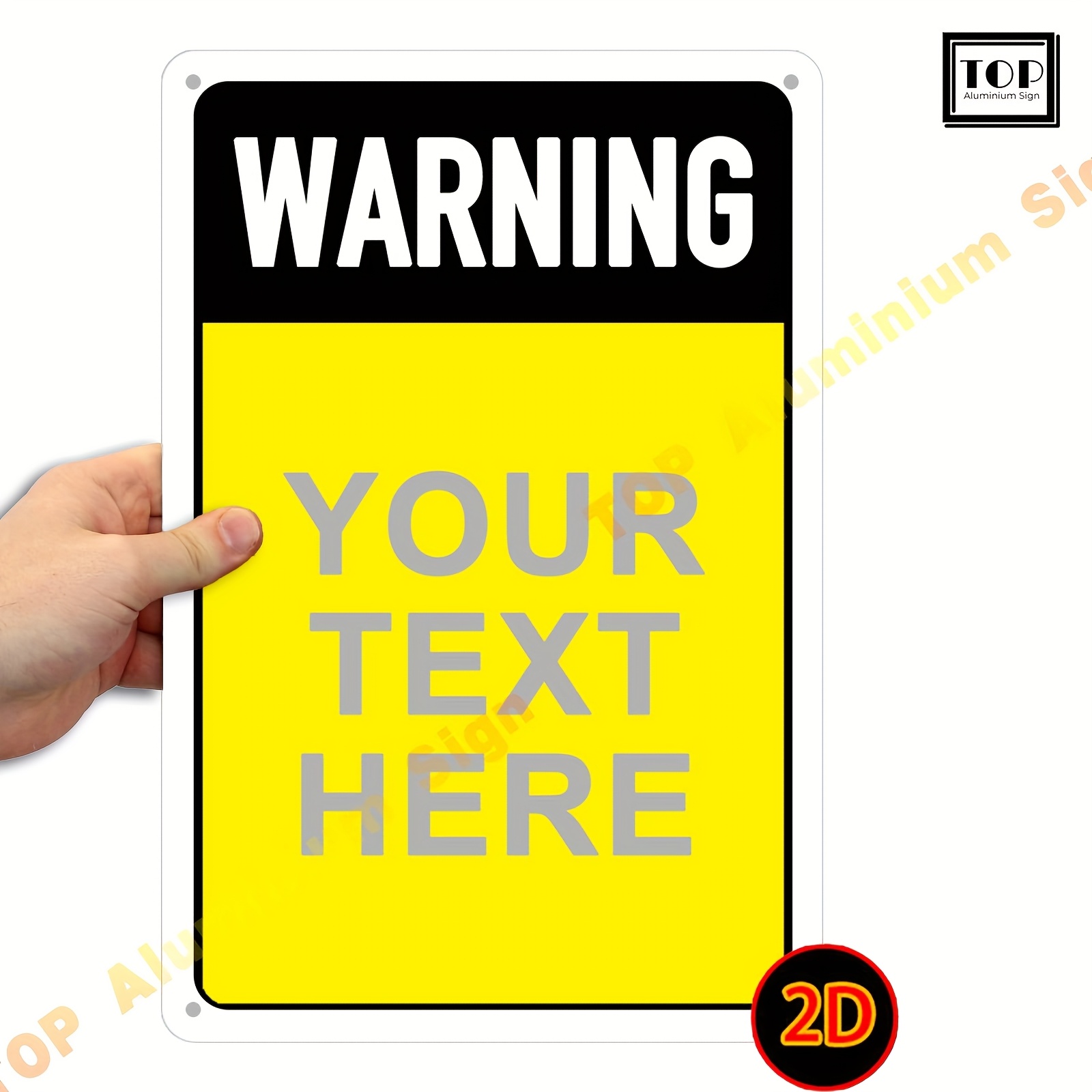 TEMU 2d Flat, Custom Warning Sign - 1pc 2d Flat 8x12 Inch, 0.024" (0.6mm) Aluminum | Personalized & Fade- For Indoor/outdoor Use | Aluminium Sign, 2d