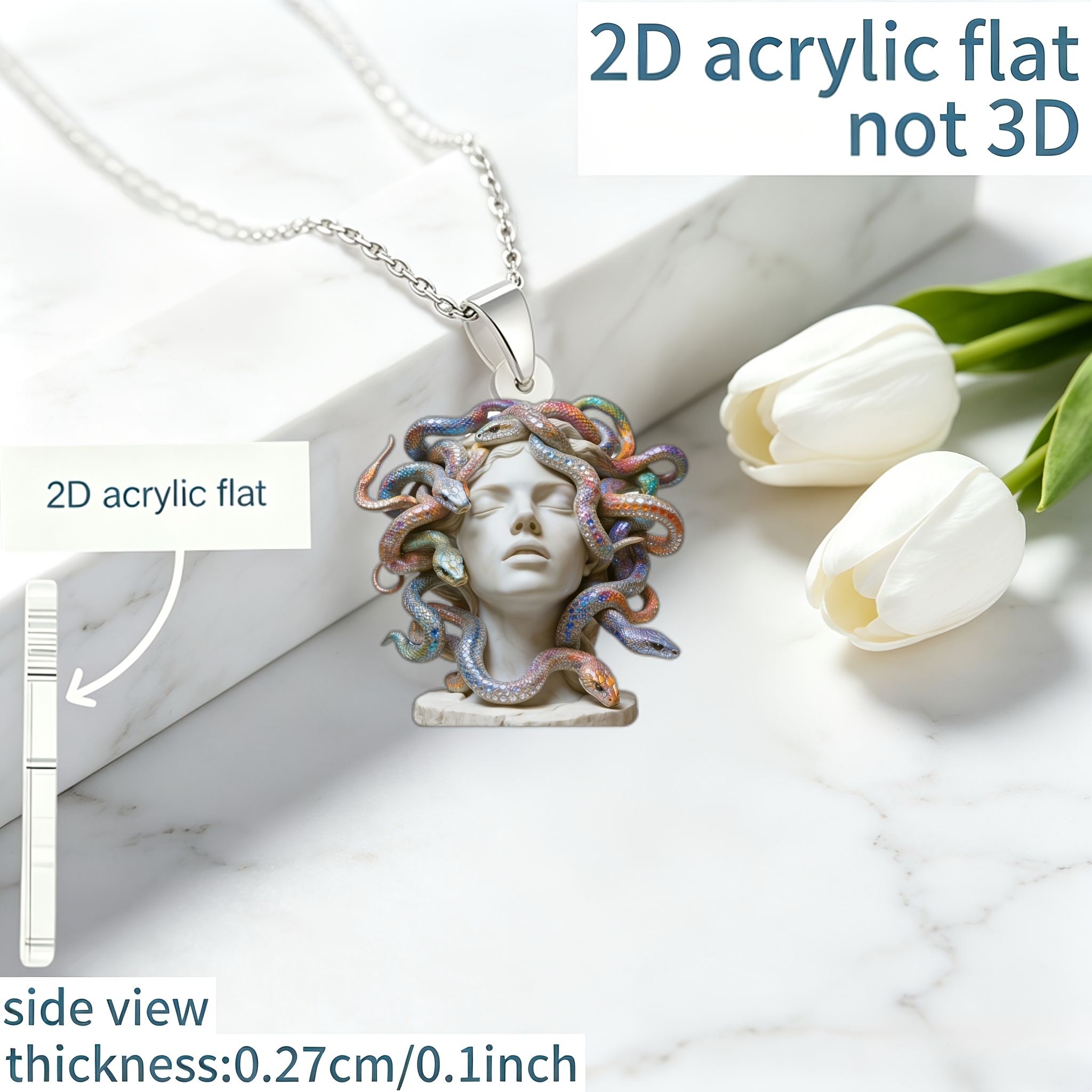 2D Flat Medusa Pattern DIY Pendant Necklace