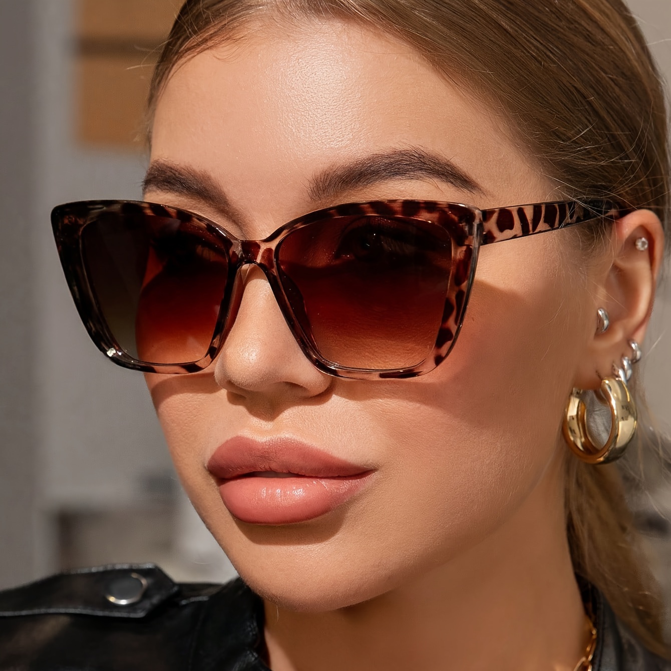

Cat Eye Fashion Glasses For Women Retro Sun Shades For Beach Party Leopard Frame Eyeglasses