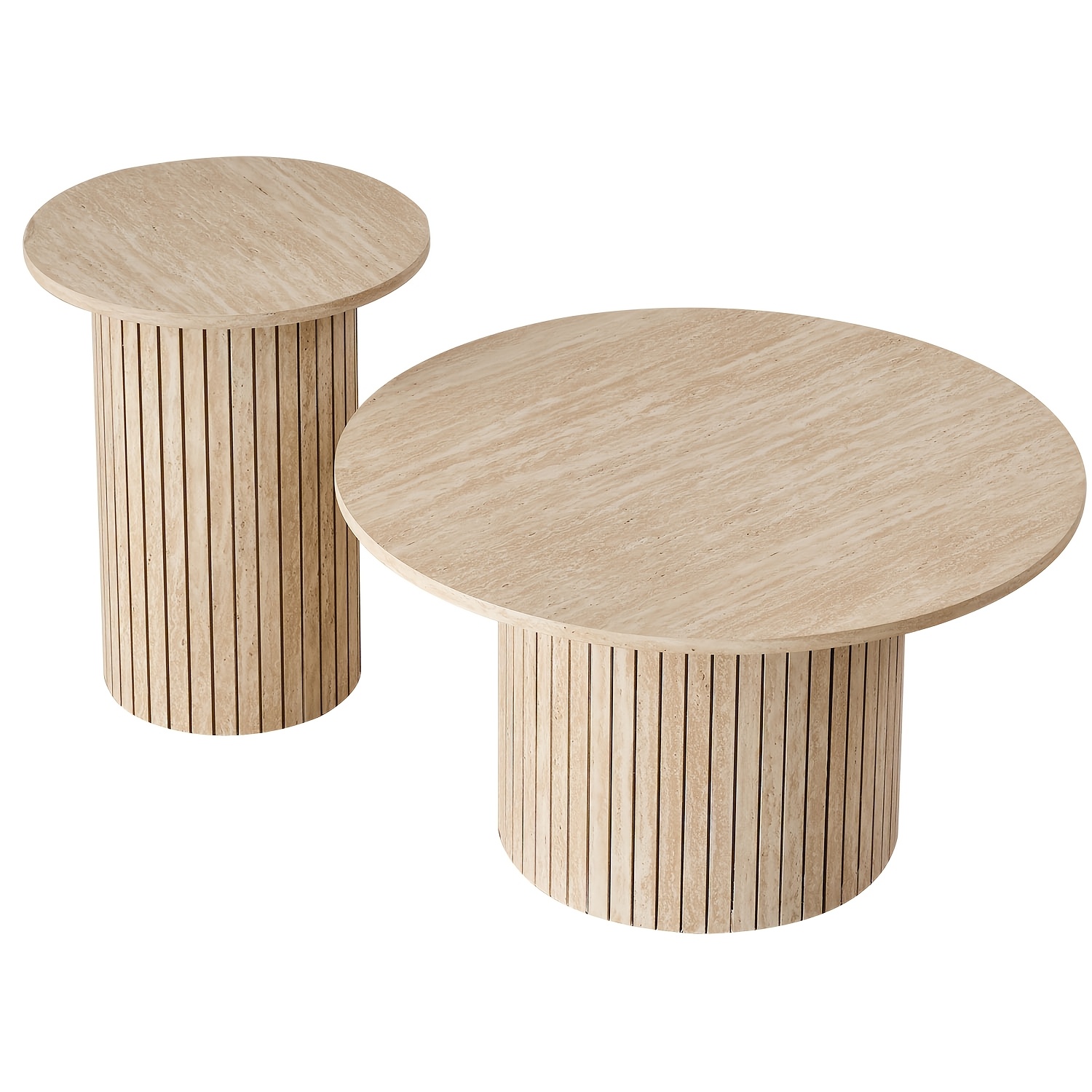 Egoonm Set Of 2 Coffee Table, Table, Side Table With Mdf, For Living Office, Country House, Space , 70cm & 50cm(brown/light/yellow)