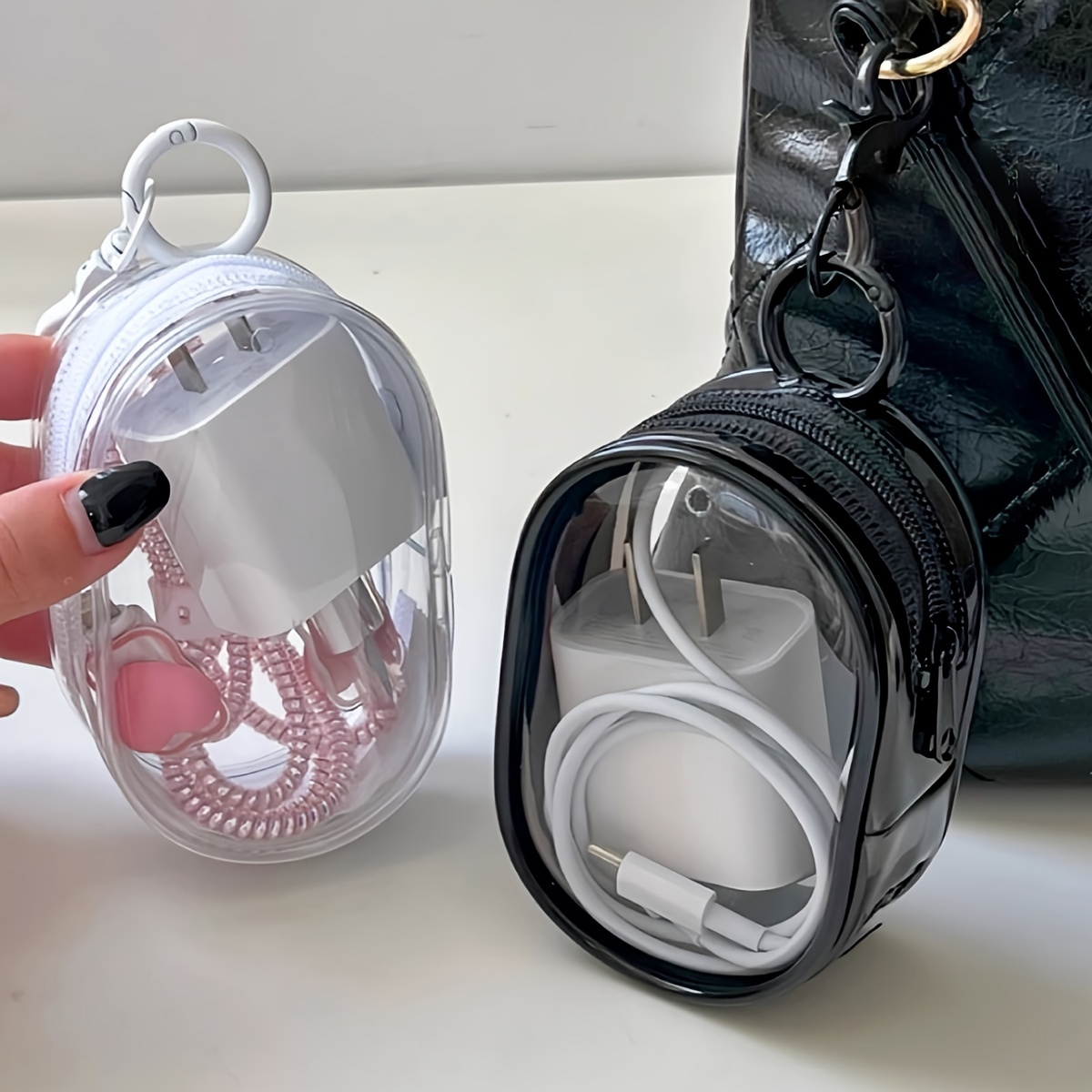 

1pc Transparent Cable Organizer Box For Storing Data Cable Charger, Mini And Portable For Carrying Out Charger, Earphones, Etc.