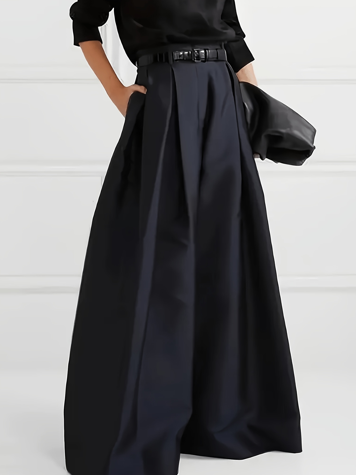 [  elegante] pantalones largos de pierna ancha y cintura semi-suelta para mujer, estilo casual y moderno, color  , ideales para uso   en casa,  , fiestas, reuniones y regalos de vacaciones (tallas s-xxl sin cinturón)