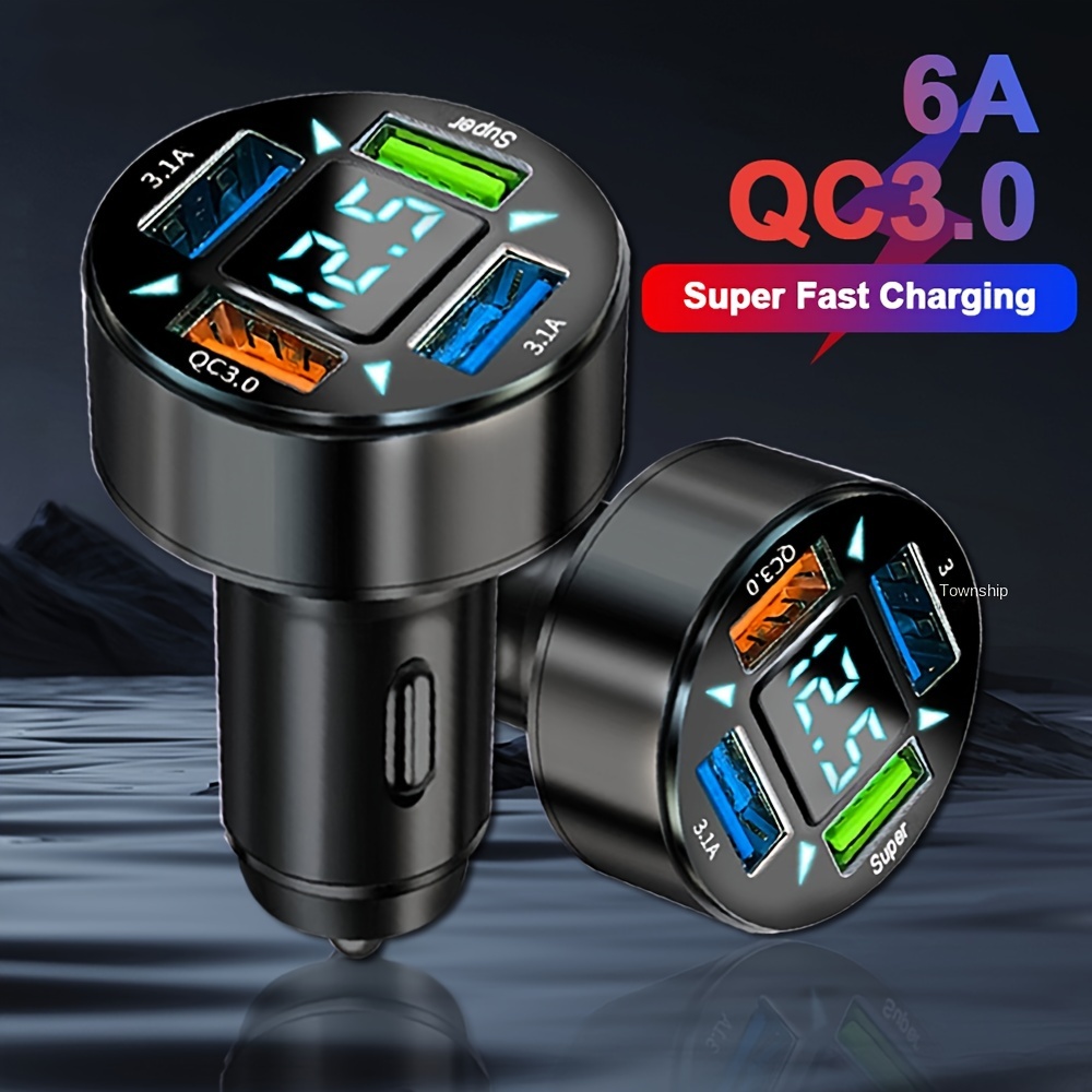 

66w 4- Display Usb Car Charger With Qc3.0 Type C & Fast Charging - Up On The Go