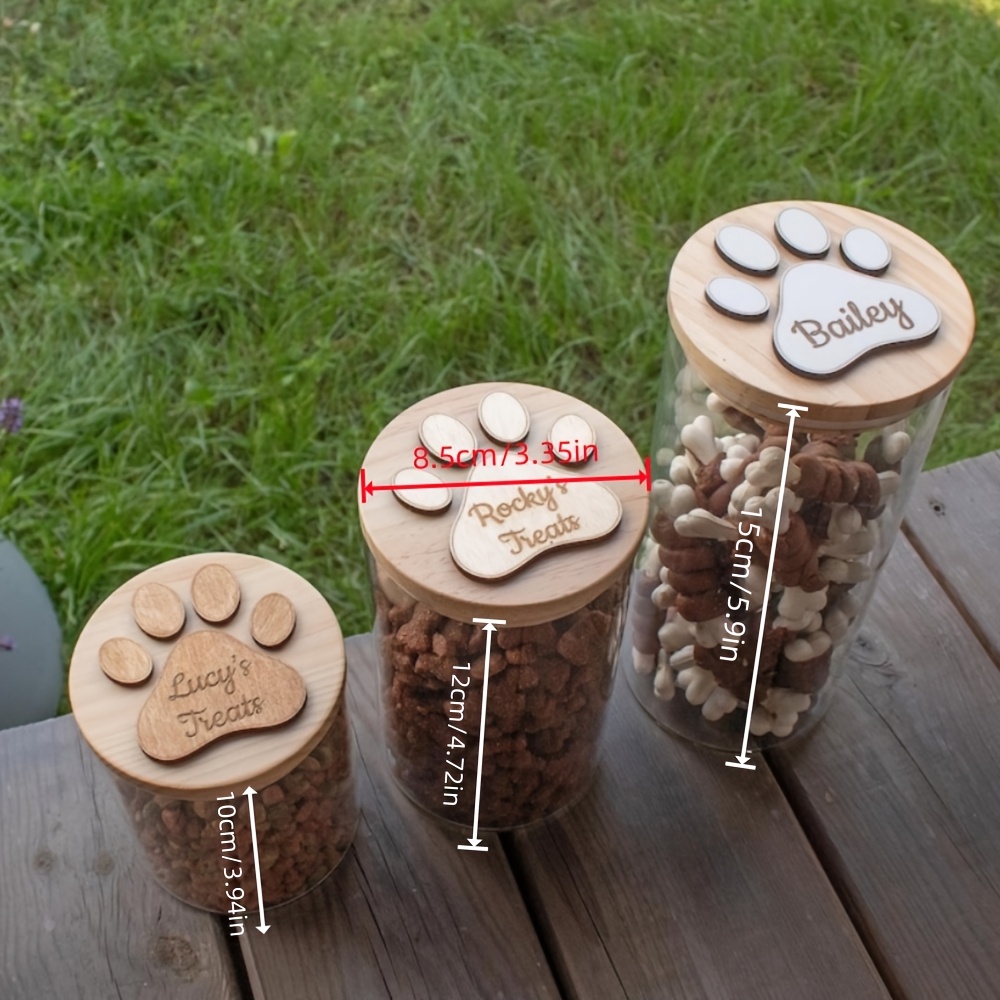 Customized Engraved Dog Food Container with Wooden Lid