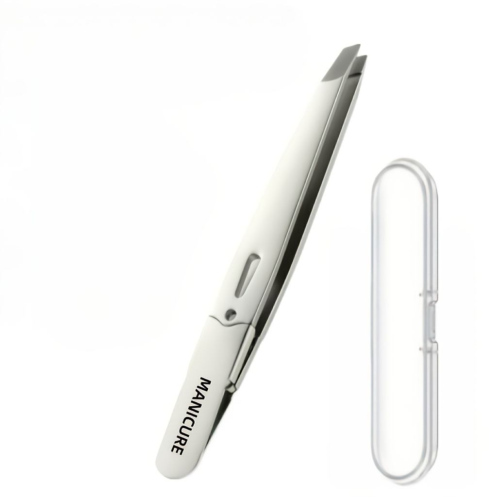 TEMU Pinzas de depilación de acero inoxidable de densidad, pinza de cejas con inclinada para depilación de barba, clip para barba, herramienta de