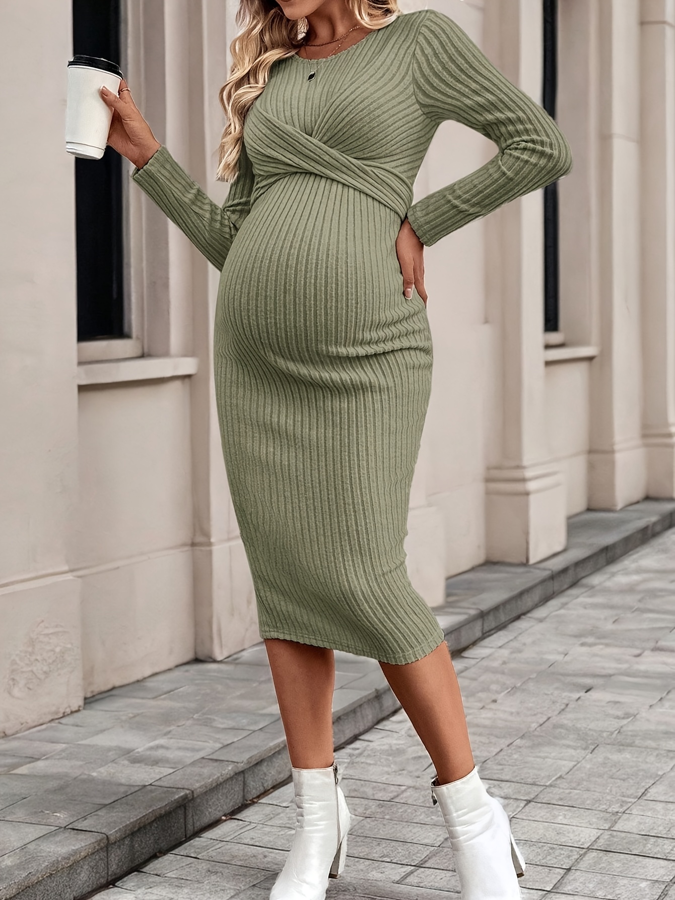 maternity casual dresses Maternity Cross V-Neck Print Summer Dress