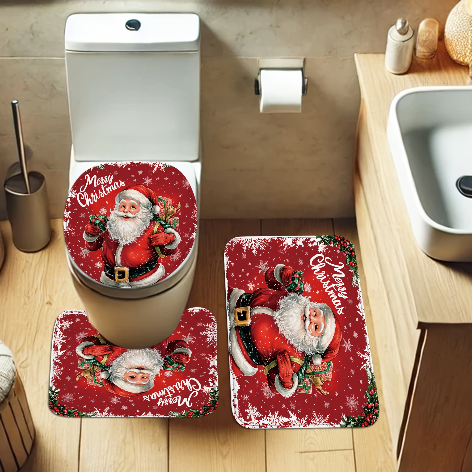 120cm Gonna Per Albero Di Natale-Ornamenti Per Tappetino Per Albero Di Natale Con Motivo A Fiocchi Di Neve Rossi Per Decorazioni Natalizie Per Feste 89306491 - Foto 5