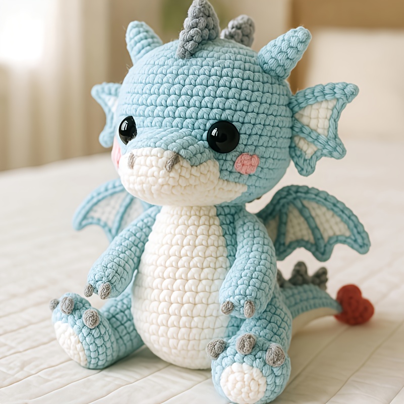 DIY Crochet Kit for Cute Blue Dragon Amigurumi