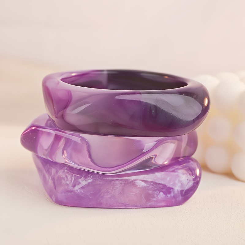 TEMU 3pcs Elegant Vintage Acrylic Round Bracelet Set For Women, Fashionable , Suitable For Casual Wear, Everyday And Party Occasions