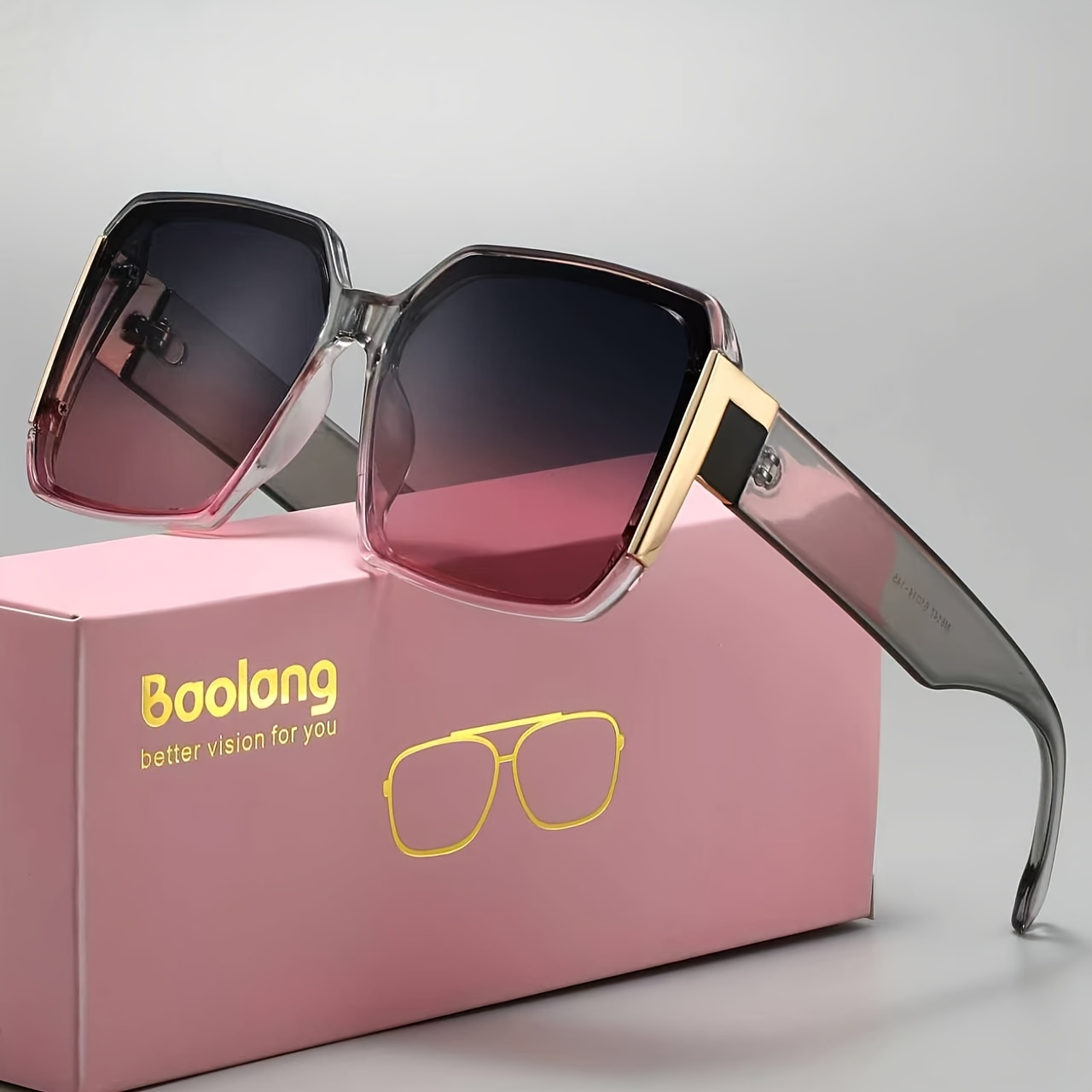 Image of Baolang Women' Retro Square Polarized Fashion Glasses Protection, Lightweight & Tac Polarized Glasses With Pink/ Frame Suitable For Driving, Outdoor,, Fashion Eyewear Accessories