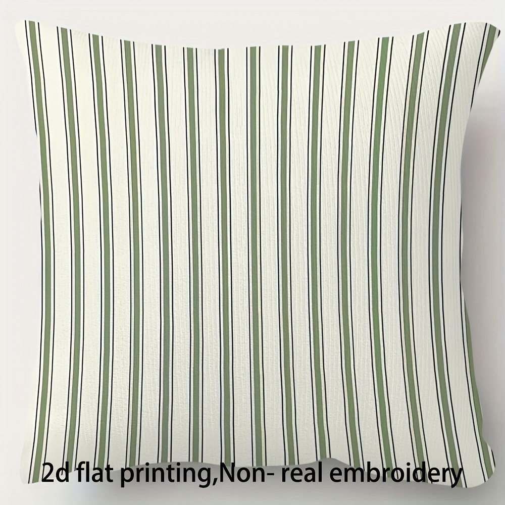 TEMU 2d Flat - 1pc, Two-dimensional Flat Print, Embroidery, Double-sided Short Plush Pillow Cover, Striped Pattern For Halloween And Christmas For