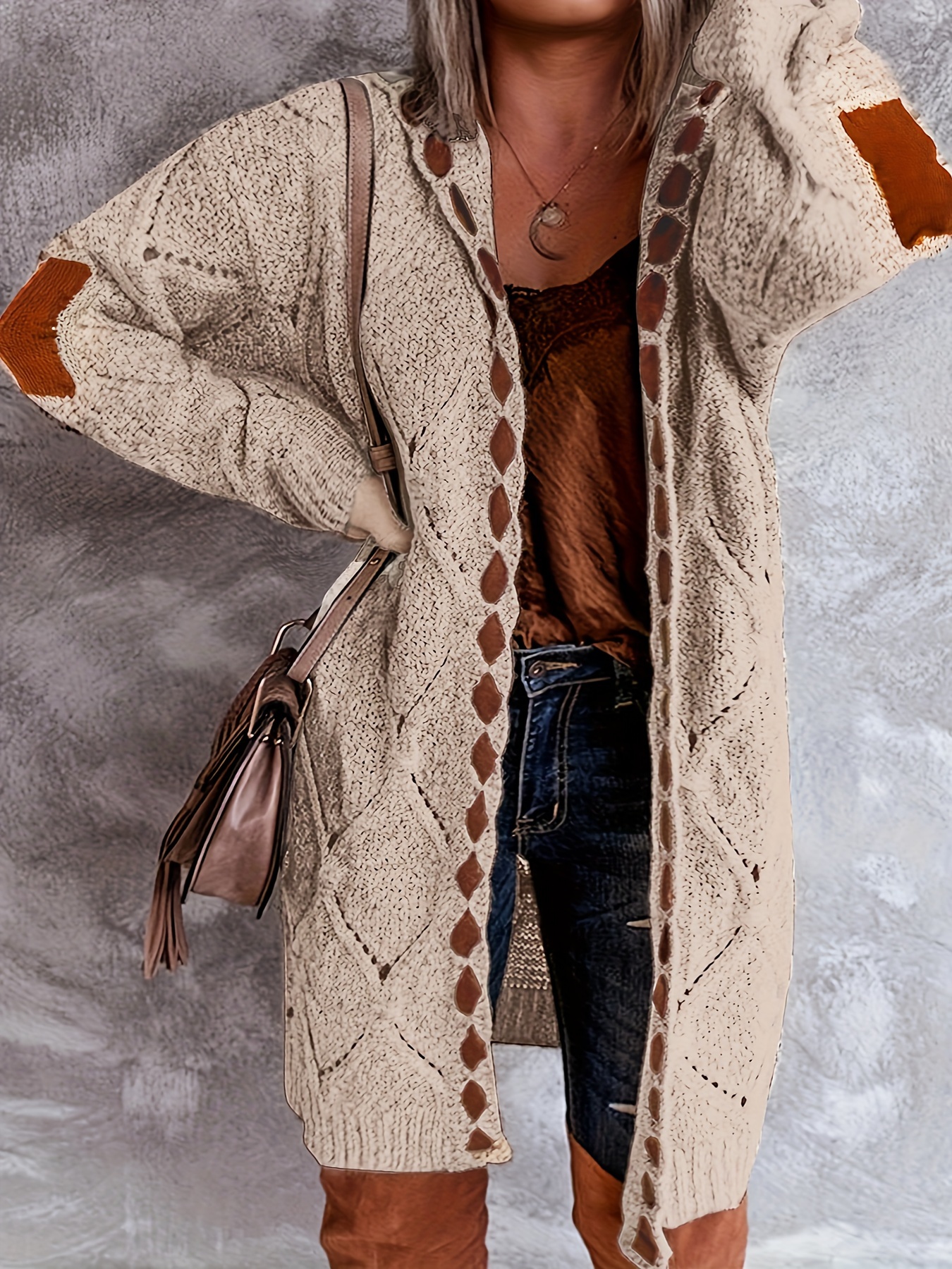 plus size kapuzen strickjacke vintage länge Temu Germany