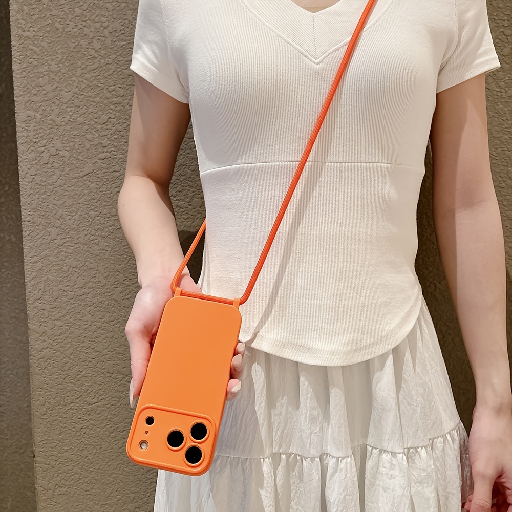TEMU Coque de téléphone - coque de téléphone haut de gamme de couleur unie avec texture mate douce et cordon intégré, convient aux modèles Iphone 17,