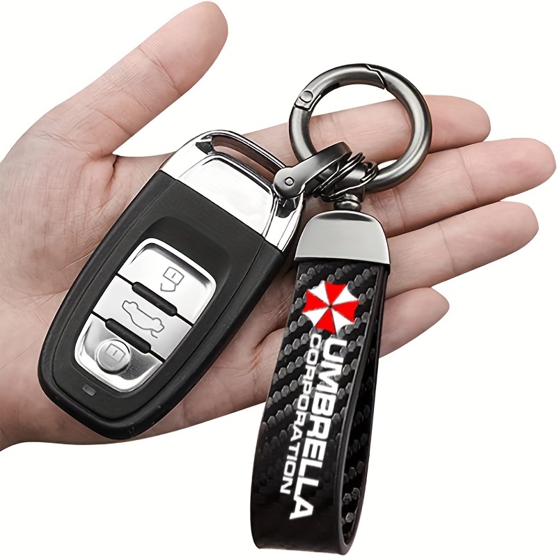 TEMU Carbon Fiber Strap With Zinc Alloy, Roleplay Collectible Car Motorcycle Key Ring, Pack Of 1