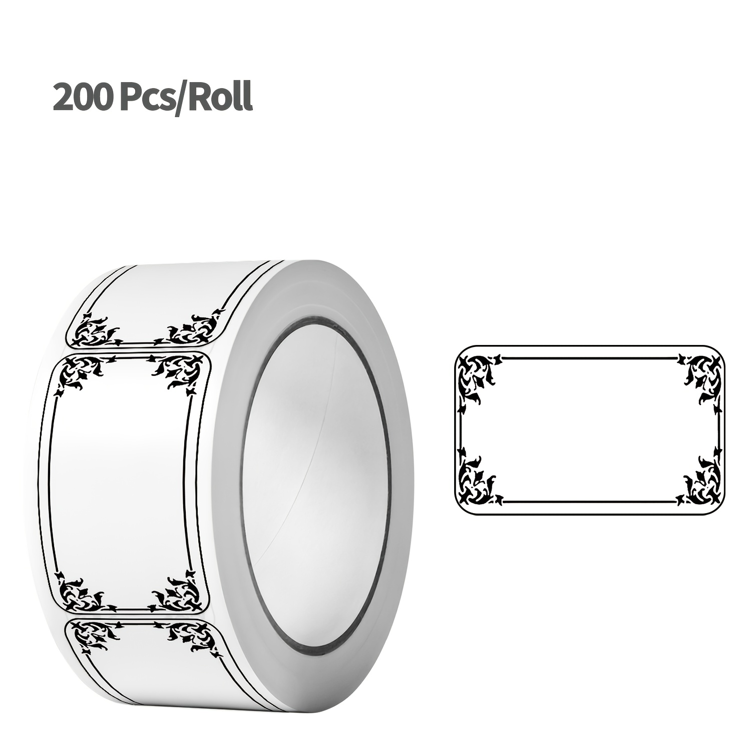 Image of A Roll Of 200 Vintage Floral Food Rotation Date Stickers, Accompanied By A Black Pen, Measuring By 1.57 Inches. Safety Date Labels Are Ideal For Organizing Your Freezer And Pantry