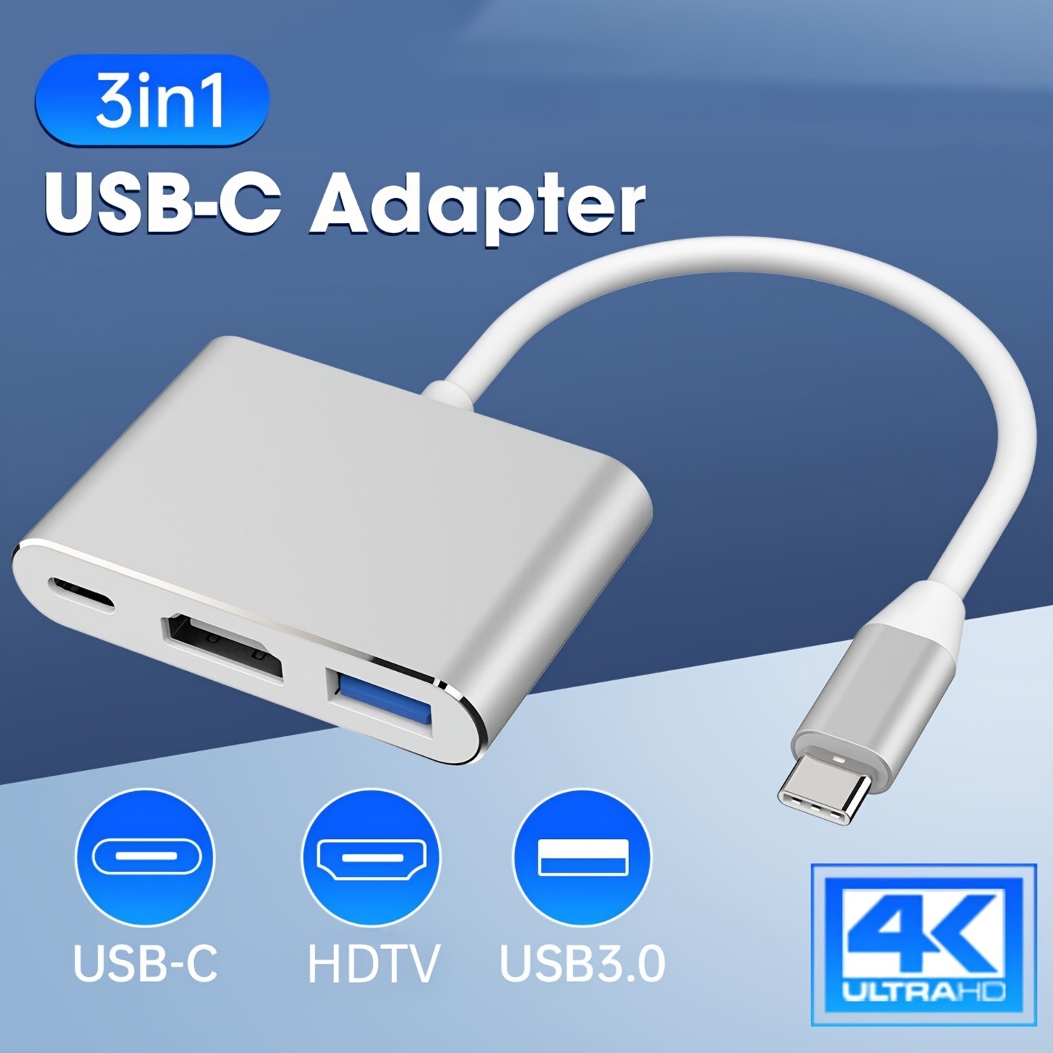 

Usb C To Adapter - 4k Multiport Av Converter For Macbook Pro/air, Ipad Pro - With Usb C, Usb 3.0 And Hdtv Ports