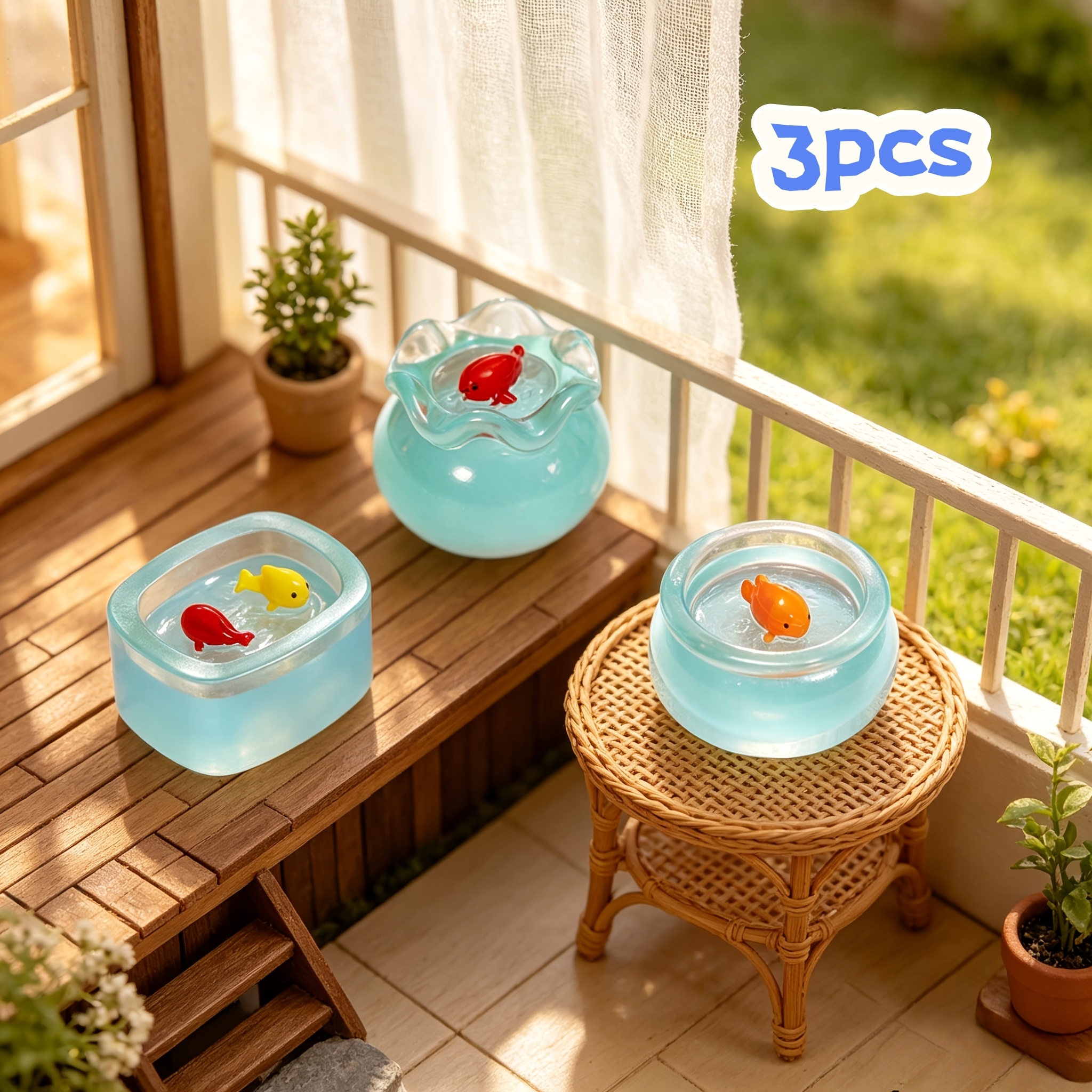 3pcs Miniature House Terrace Decorative Ornaments