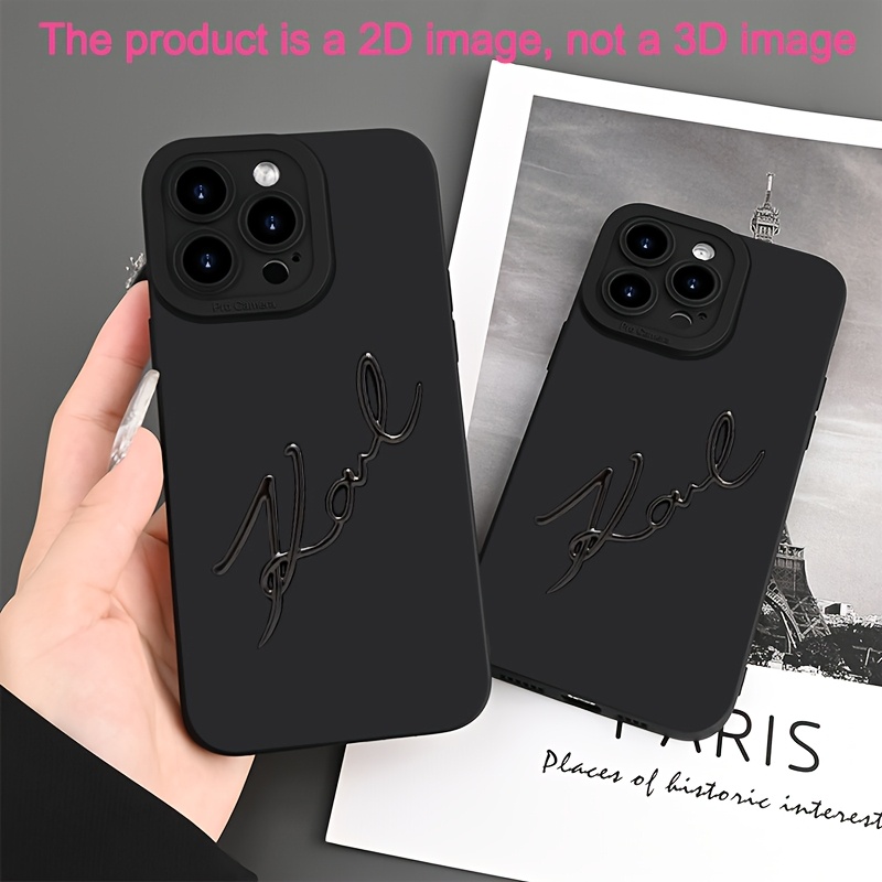 

Black English Letters Pattern, Fashionable, Cool And Unique Mobile Phone Case, Protective With Lens Protection, Tpu Material, Suitable For 15 14 11 Pro Xsmax Xr 8 7 Plus