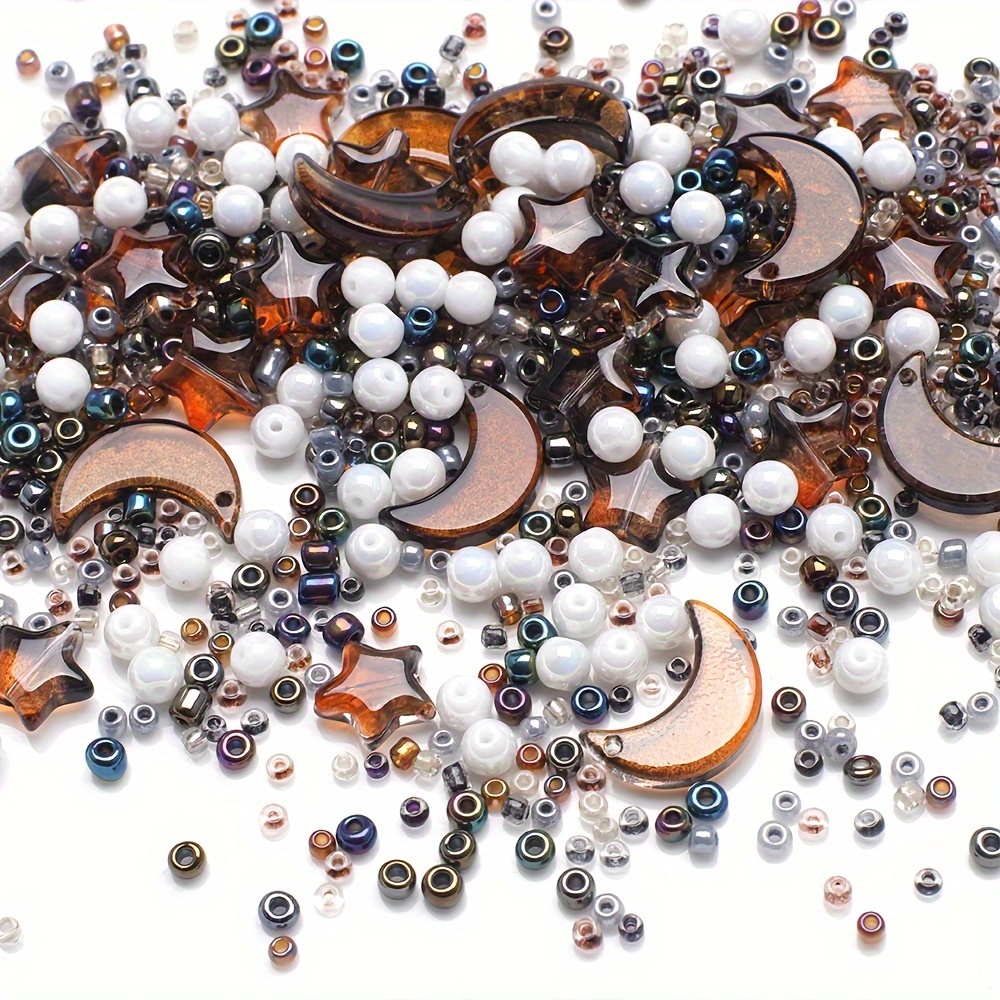 Acrylic Bead Mix with Organizer, Moon and Stars, 8 Colors - Golden Age Beads