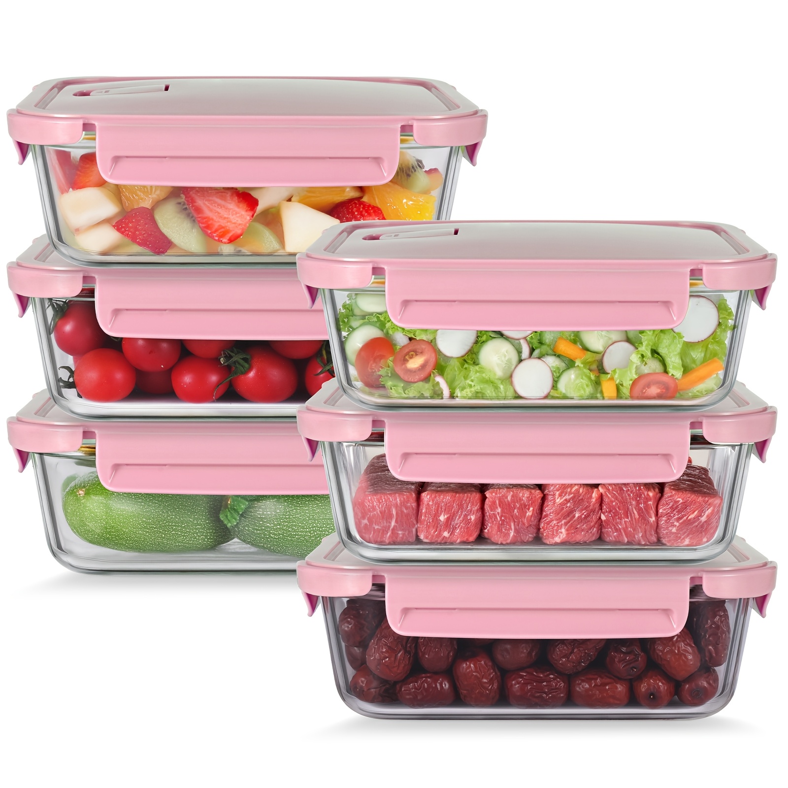 TEMU Miorkly Boîtes Alimentaires en Verre avec Couvercles, 6 pièces, 1040 ml — Récipients en Verre avec Couvercles, Adaptés à l'Utilisation au